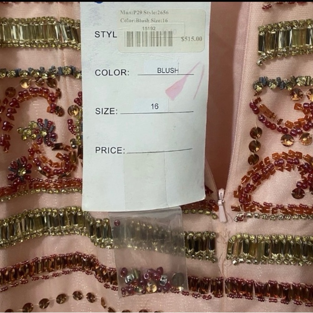Rachel Allan Cocktail Size 16 Pink Gold Beaded Homecoming Party Dance Mini Dress - Picture 9 of 13
